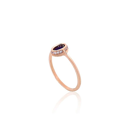 Women,  - Gold ring, 17, 1.48 g, Red Gold 585 fineness, Zirkons , Amethyst