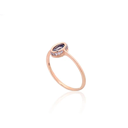 Women,  - Gold ring, 16, 1.48 g, Red Gold 585 fineness, Zirkons , Sky Blue Topaz