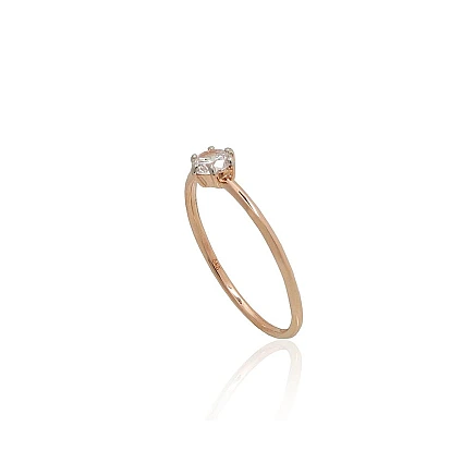 Engagement rings,  - Gold ring, 17, 0.86 g, Red Gold 585 fineness, Rhodium (Plating) , Zirkons