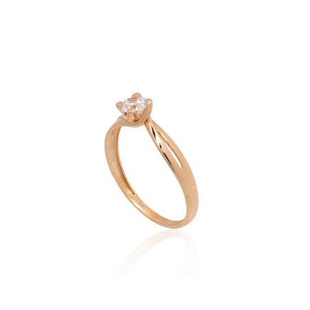 Women,  - Gold ring, Red Gold 585 fineness, Zirkons