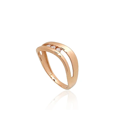Women,  - Gold ring, Red Gold 585 fineness, Zirkons