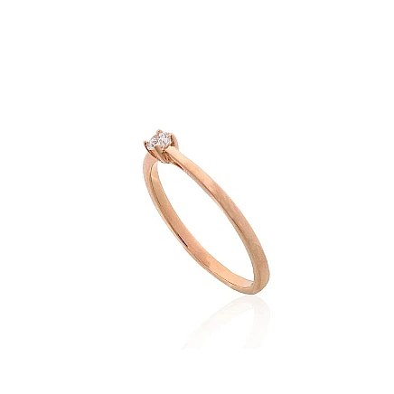 Engagement rings,  - Gold ring, 16, 1.33 g, Red Gold 585 fineness, Diamonds