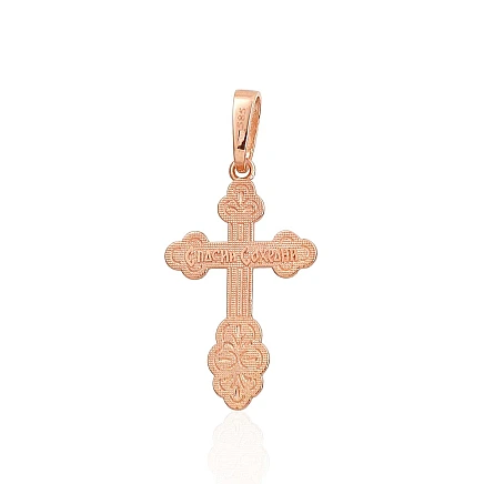 Krustiņi un ikonas (pareizticīgu), Krustiņš, Krucifikss - Zelta kulons, 1.84 g, Sarkanais Zelts 585 prove, rodijs (pārklājums)