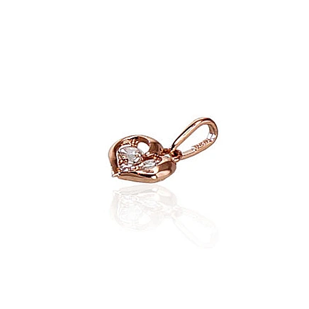 Женские, Сердечко - Золотой кулон, 0.36 g, Красное Золото 585 проба, Цирконы
