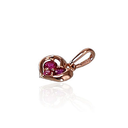 Women, Heart - Gold pendant, 0.35 g, Red Gold 585 fineness, Zirkons