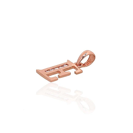 Letters, Letter E - Gold pendant, 0.42 g, Red Gold 585 fineness, Zirkons, Letter: E