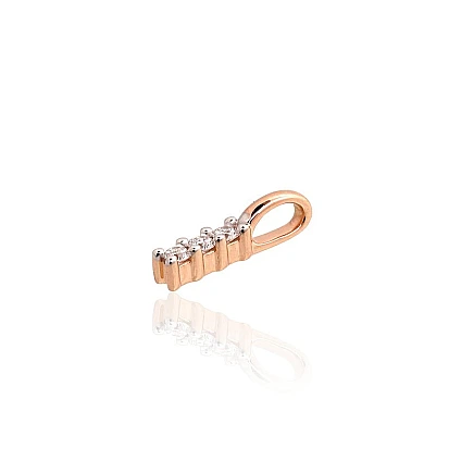 With precious stones,  - Gold pendant, 0.29 g, Red Gold 585 fineness, Rhodium (Plating) , Diamonds