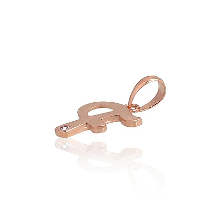 Letters, Letter F - Gold pendant, 0.37 g, Red Gold 585 fineness, Zirkons, Letter: F