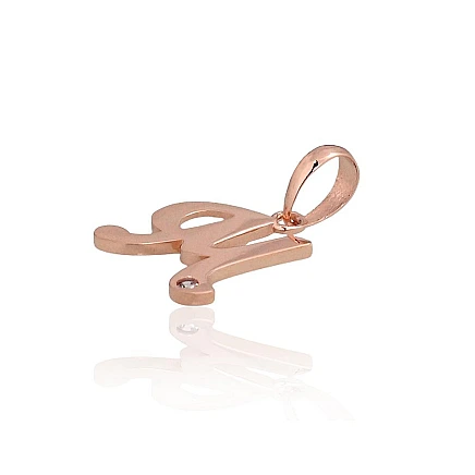 Letters, Letter M - Gold pendant, 0.4 g, Red Gold 585 fineness, Zirkons, Letter: M