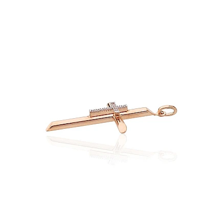 Crosses and Icons, Cross - Gold pendant, 1.1 g, Red Gold 585 fineness, Rhodium (Plating) , Zirkons