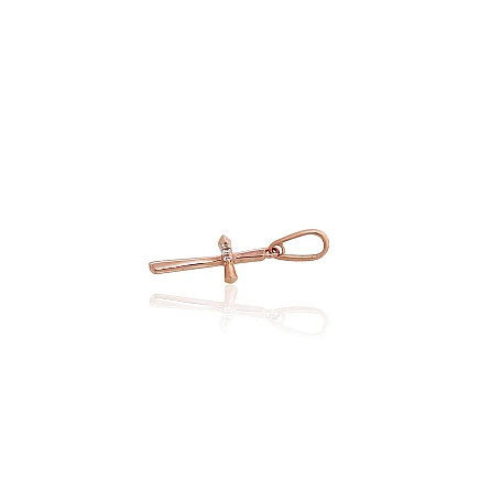 Crosses and Icons, Cross - Gold pendant, 0.23 g, Red Gold 585 fineness, Zirkons
