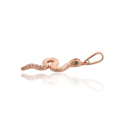 Women, Snake - Gold pendant, 0.56 g, Red Gold 585 fineness, Zirkons