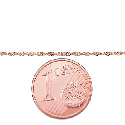 Chains,  - Gold chain Singapore 1 mm , diamond cut, 55, 1.01 g, Red Gold 585 fineness
