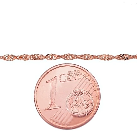 Ķēdītes,  - Zelta ķēdīte Singapūra 1.5 mm , dimantu apstrādājums, 40, 1.62 g, Sarkanais Zelts 585 prove