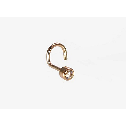 for nose,  - Gold piercing for nose, 0.15 g, Red Gold 585 fineness, Zirkons