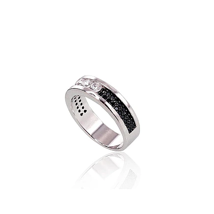 Women,  - Silver ring, 19, 4.7 g, Silver 925 fineness, Rhodium (Plating), Zirkons