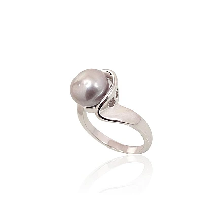 Женские,  - Серебряное кольцо, 16, 4 g, Серебро 925 проба, родий (покрытие), Жемчуг