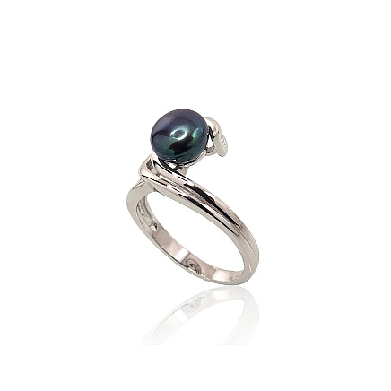 Women,  - Silver ring, 16.5, 3.4 g, Silver 925 fineness, Rhodium (Plating), Fresh-water Pearl