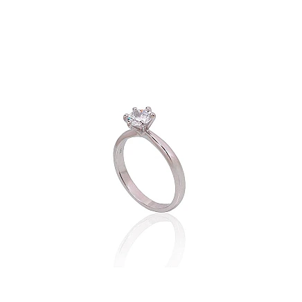 Engagement rings,  - Silver ring, 18, 2.3 g, Silver 925 fineness, Rhodium (Plating), Zirkons