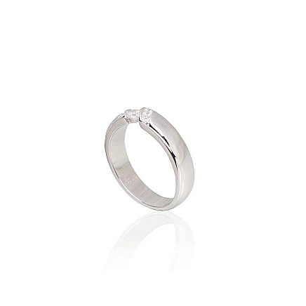 Engagement rings,  - Silver ring, 18, 4.5 g, Silver 925 fineness, Rhodium (Plating), Zirkons