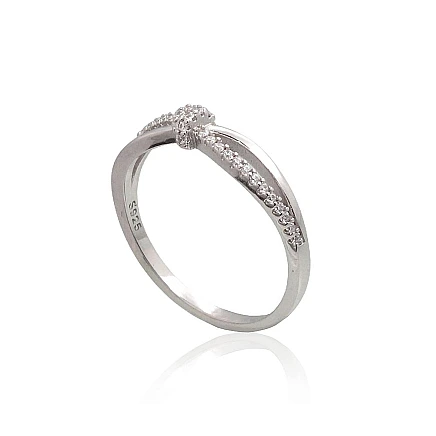 Women,  - Silver ring, 18, 1.8 g, Silver 925 fineness, Rhodium (Plating), Zirkons