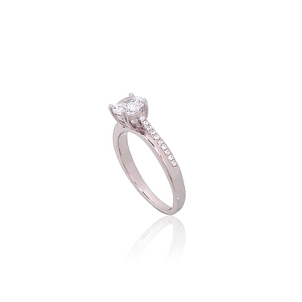 Saderināšanās gredzeni,  - Sudraba gredzens, 18, 2.6 g, Sudrabs 925 prove, rodijs (pārklājums), Cirkoni