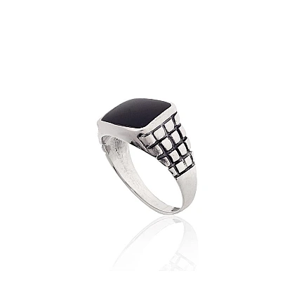 For man,  - Silver ring, 21, 9.4 g, Silver 925 fineness, oxide (Plating), Onix