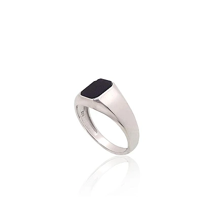 For man,  - Silver ring, 22, 5.4 g, Silver 925 fineness, Rhodium (Plating), Onix