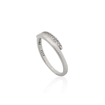 Women,  - Silver ring, 19, 1.7 g, Silver 925 fineness, Rhodium (Plating), Zirkons