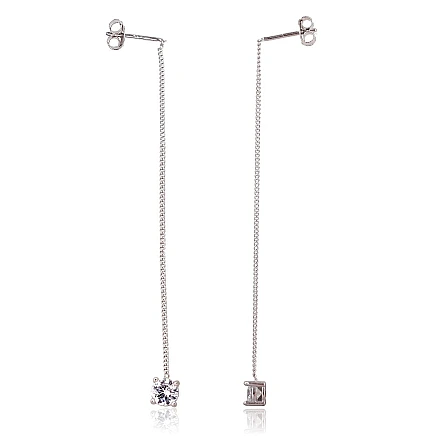 clips and other ear-rings,  - Silver earrings, 1.5 g, Silver 925 fineness, Rhodium (Plating), Zirkons