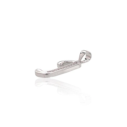 Letters, Letter J - Silver pendant, 1.4 g, Silver 925 fineness, Rhodium (Plating), Zirkons