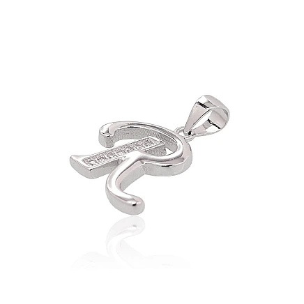 Letters, Letter R - Silver pendant, 1.6 g, Silver 925 fineness, Rhodium (Plating), Zirkons