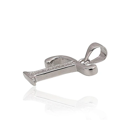 Letters, Letter T - Silver pendant, 1.3 g, Silver 925 fineness, Rhodium (Plating), Zirkons