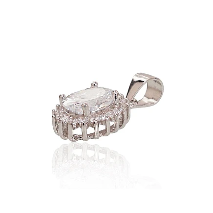 Женские,  - Серебряный кулон, 1.8 g, Серебро 925 проба, родий (покрытие), Цирконы