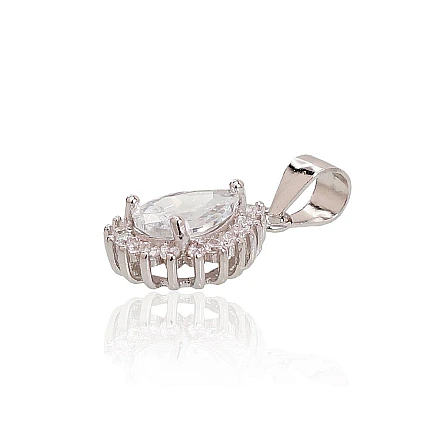 Женские,  - Серебряный кулон, 1.8 g, Серебро 925 проба, родий (покрытие), Цирконы