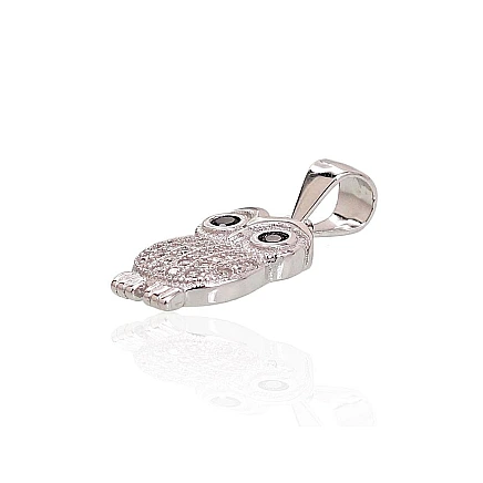 Женские,  - Серебряный кулон, 1.8 g, Серебро 925 проба, родий (покрытие), Цирконы