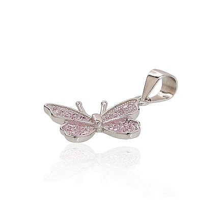 Women, Butterfly - Silver pendant, 1.6 g, Silver 925 fineness, Rhodium (Plating), Zirkons