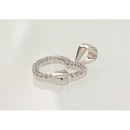 Женские, Сердечко - Серебряный кулон, 1.4 g, Серебро 925 проба, родий (покрытие), Цирконы