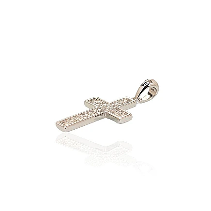 Krustiņi un ikonas, Krustiņš - Sudraba kulons, 1.8 g, Sudrabs 925 prove, rodijs (pārklājums), Cirkoni