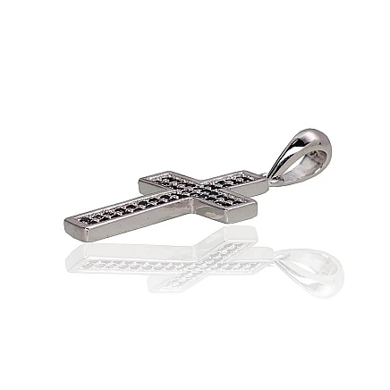 Krustiņi un ikonas, Krustiņš - Sudraba kulons, 1.9 g, Sudrabs 925 prove, rodijs (pārklājums), Cirkoni