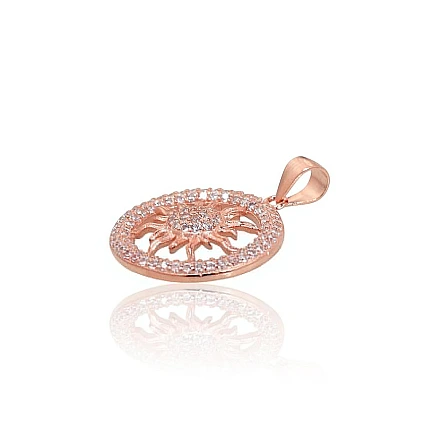 Ar zelta pārklājumu,  - Sudraba kulons, 2.2 g, Sudrabs 925 prove, sarkanais zelts (pārklājums), Cirkoni