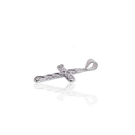 Krustiņi un ikonas, Krustiņš - Sudraba kulons, 1.4 g, Sudrabs 925 prove, rodijs (pārklājums), Cirkoni