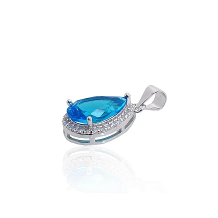 Женские,  - Серебряный кулон, 1.8 g, Серебро 925 проба, родий (покрытие), Цирконы