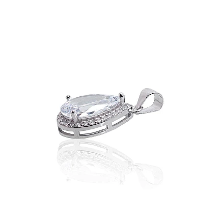 Женские,  - Серебряный кулон, 2.3 g, Серебро 925 проба, родий (покрытие), Цирконы