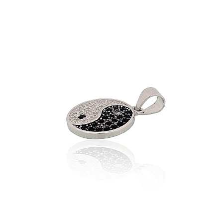 Sieviešu, Iņ Jaņ - Sudraba kulons, 1.5 g, Sudrabs 925 prove, rodijs (pārklājums), Cirkoni