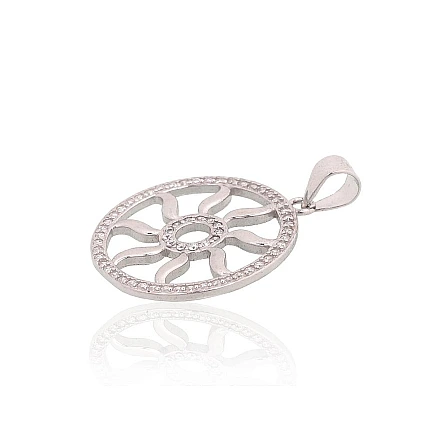Женские,  - Серебряный кулон, 2 g, Серебро 925 проба, родий (покрытие), Цирконы