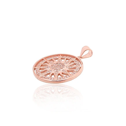 Ar zelta pārklājumu,  - Sudraba kulons, 2.6 g, Sudrabs 925 prove, sarkanais zelts (pārklājums), Cirkoni