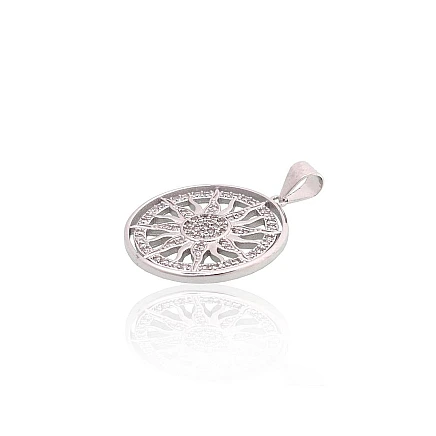 Женские,  - Серебряный кулон, 2.5 g, Серебро 925 проба, родий (покрытие), Цирконы