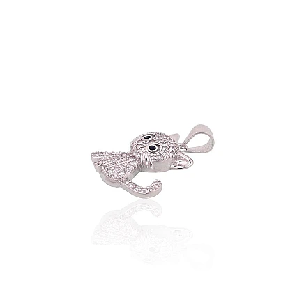 Women, Cat - Silver pendant, Silver 925 fineness, Rhodium (Plating), Zirkons