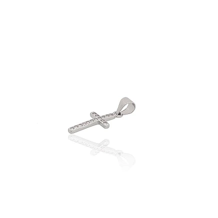 Krustiņi un ikonas, Krustiņš - Sudraba kulons, 0.6 g, Sudrabs 925 prove, rodijs (pārklājums), Cirkoni